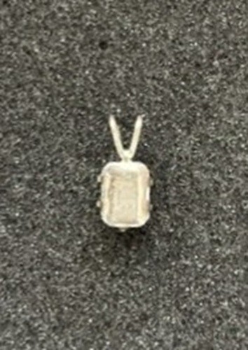 Rhinestone prong set in silver with large bail – about 1/2 inch long