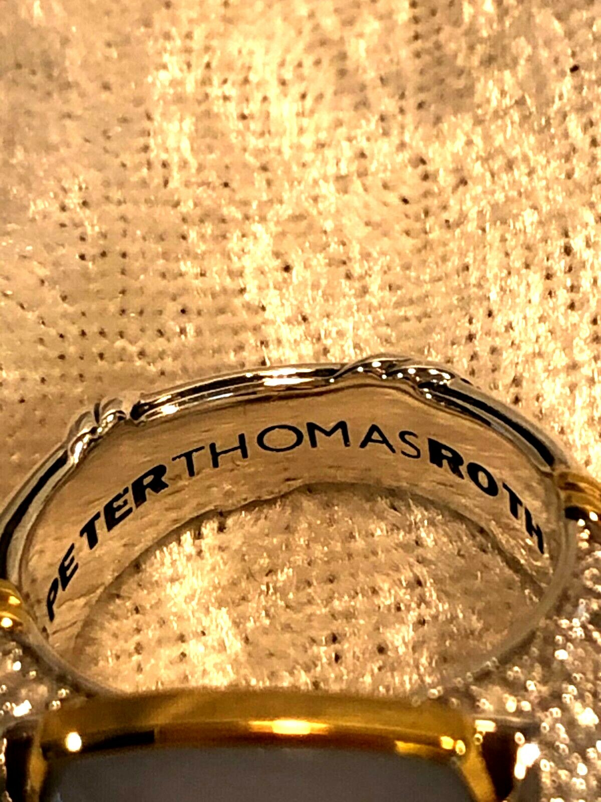 PETER THOMAS ROTH BLUE CHALCEDONY & TOPAZ, STERLING & GOLD RING SIZE 7 (M1584-20