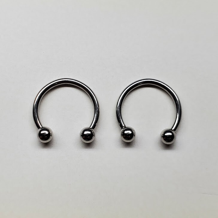 PAIR 16g 10mm Septum Ring Circular Barbell Horseshoe Surgical Steel 3/8″