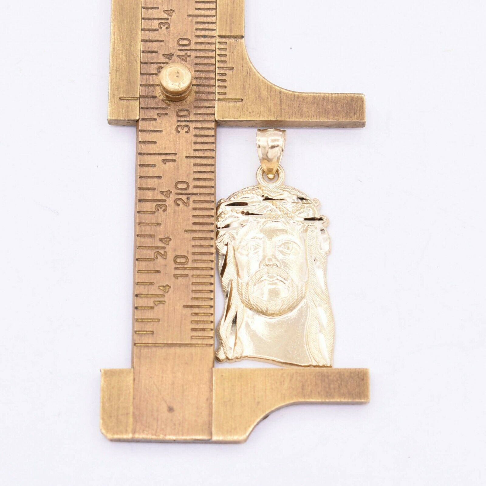 1 1/4″ Men’s Textured Jesus Head Pendant Real 10K Yellow Gold