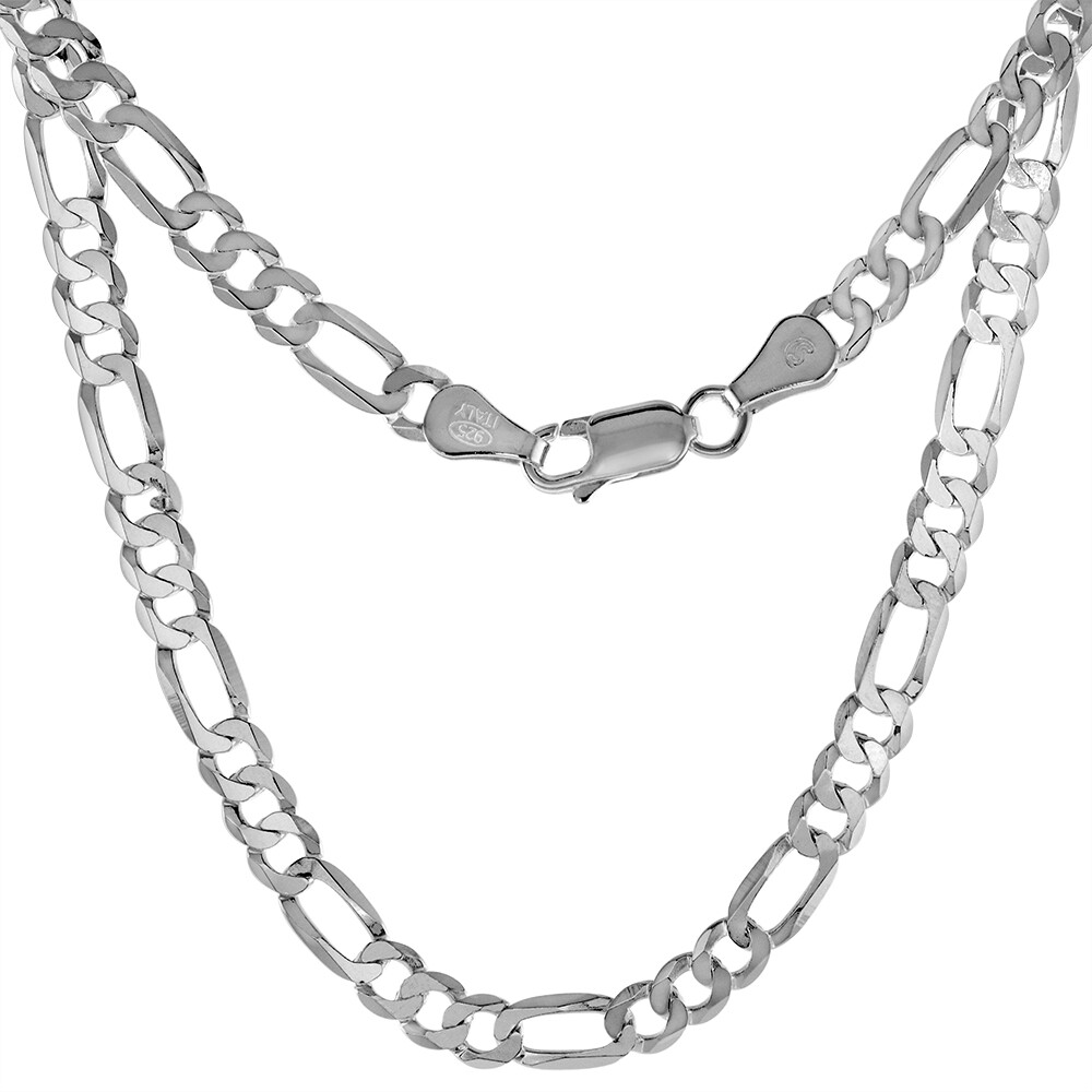 925 Sterling Silver Thin Flat Figaro Link Chain Necklace Bracelet 5mm 7″ to 30″