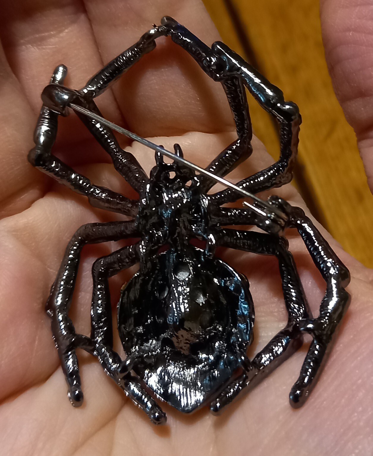 VINTAGE STYLE PURPLE ORANGE & BLACK SPIDER BROOCH VERY SPARKLY LOVELY HALLOWEEN