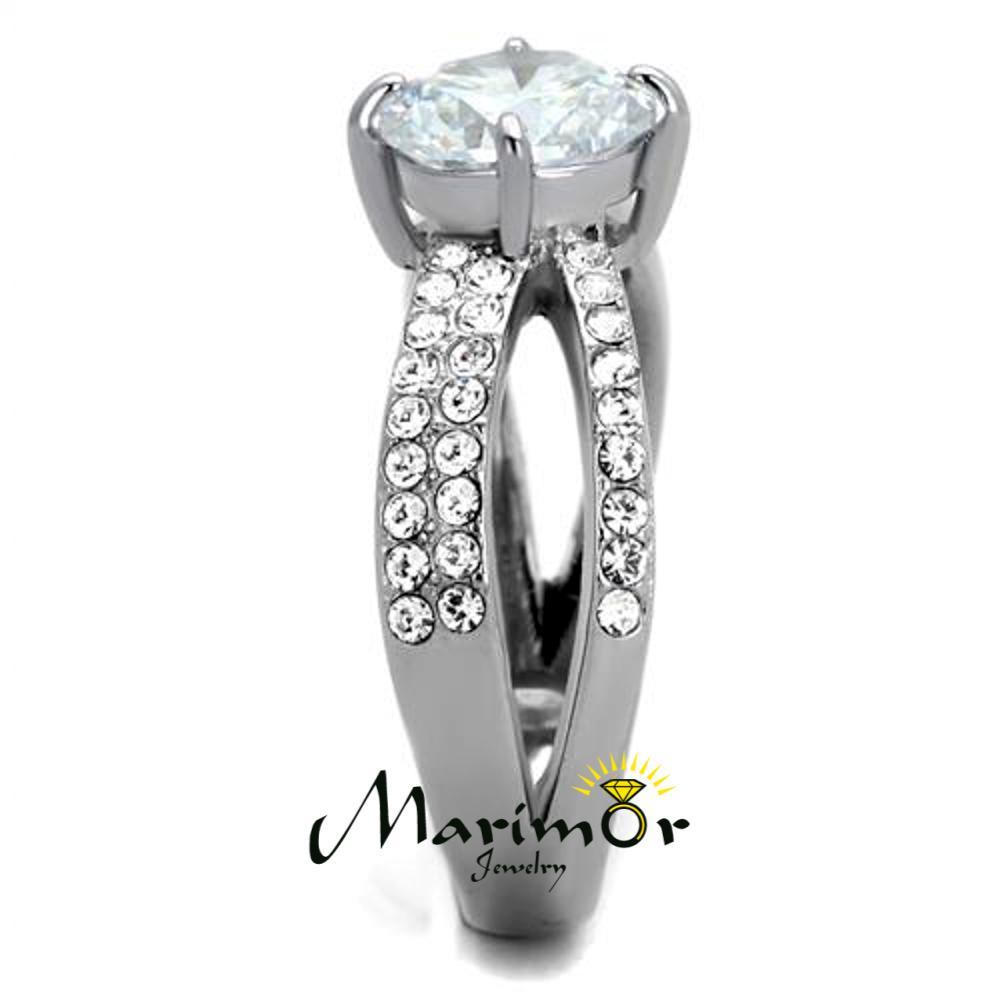 2.56Ct Round Cut CZ Stainless Steel Split Band Engagement Ring Women’s Size 5-10