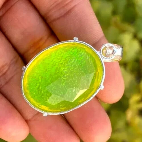 105 Ct+ Natural Oval Monarch Fire Opal Doublet 925 Solid Silver Pendant Gemstone
