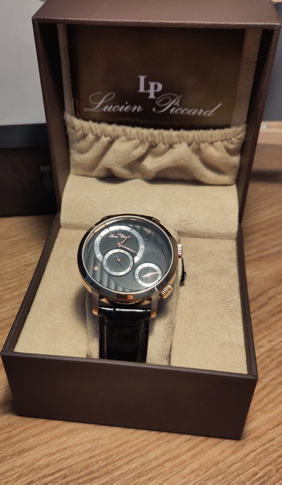 Lucien Piccard Messina Dual Time Men’s Watch 10337-RG-01 (Black)