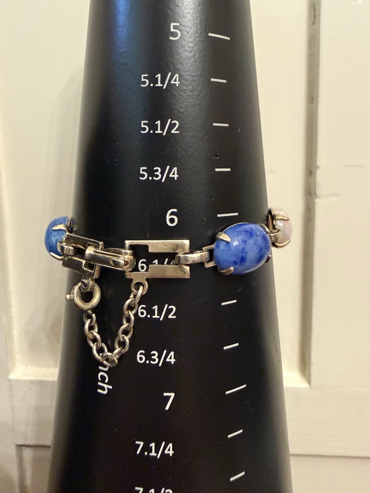 Vintage Link Bracelet Multicolor Stones Prong Set Open Back Small