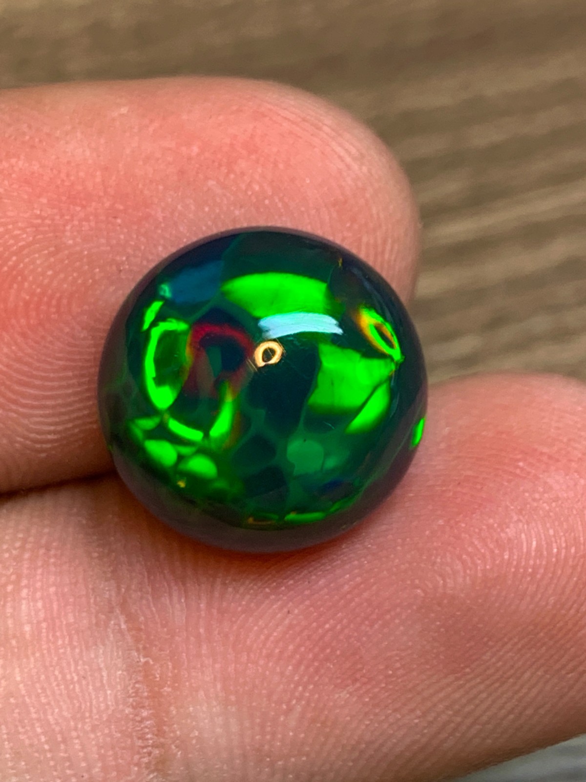 Ethiopian Opal Gemstone 5.15 Carat Round Cabochon Honeycomb Black Welo Loose Gem