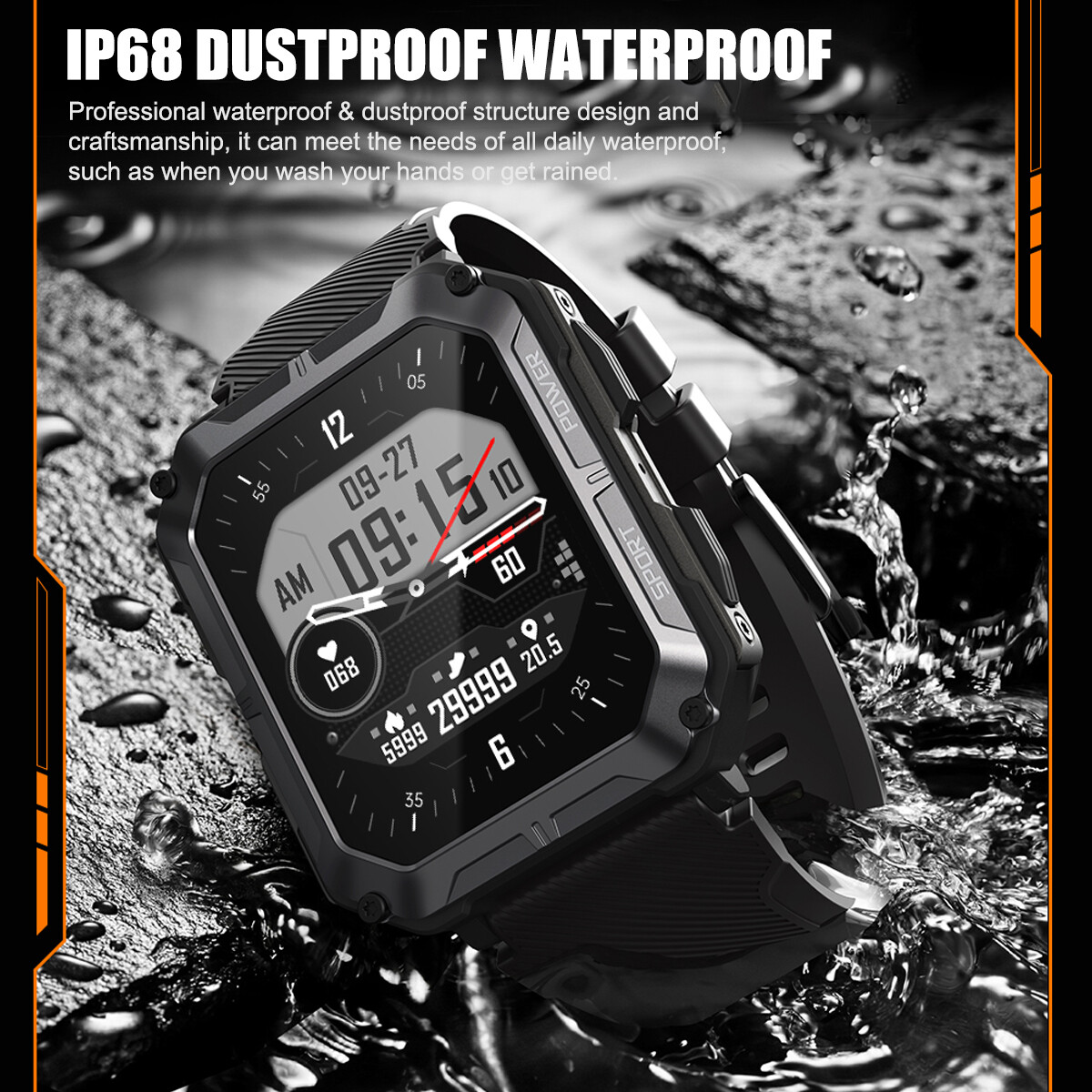 Smart Watch Military Tactical Sport Heart Rate Fitness Tracker Wristwatch-Men US