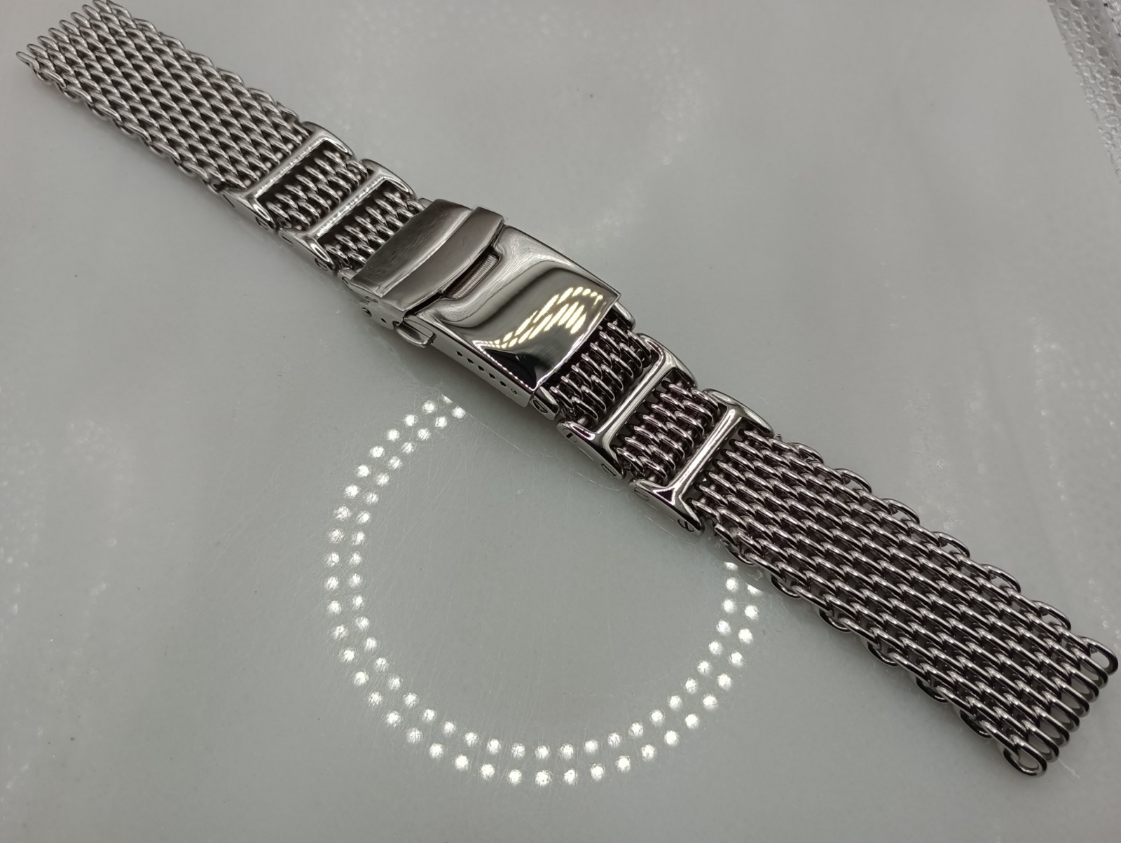 New Geckota 20mm Polished H Link Stainless Steel Watch Strap Bracelet 6B62