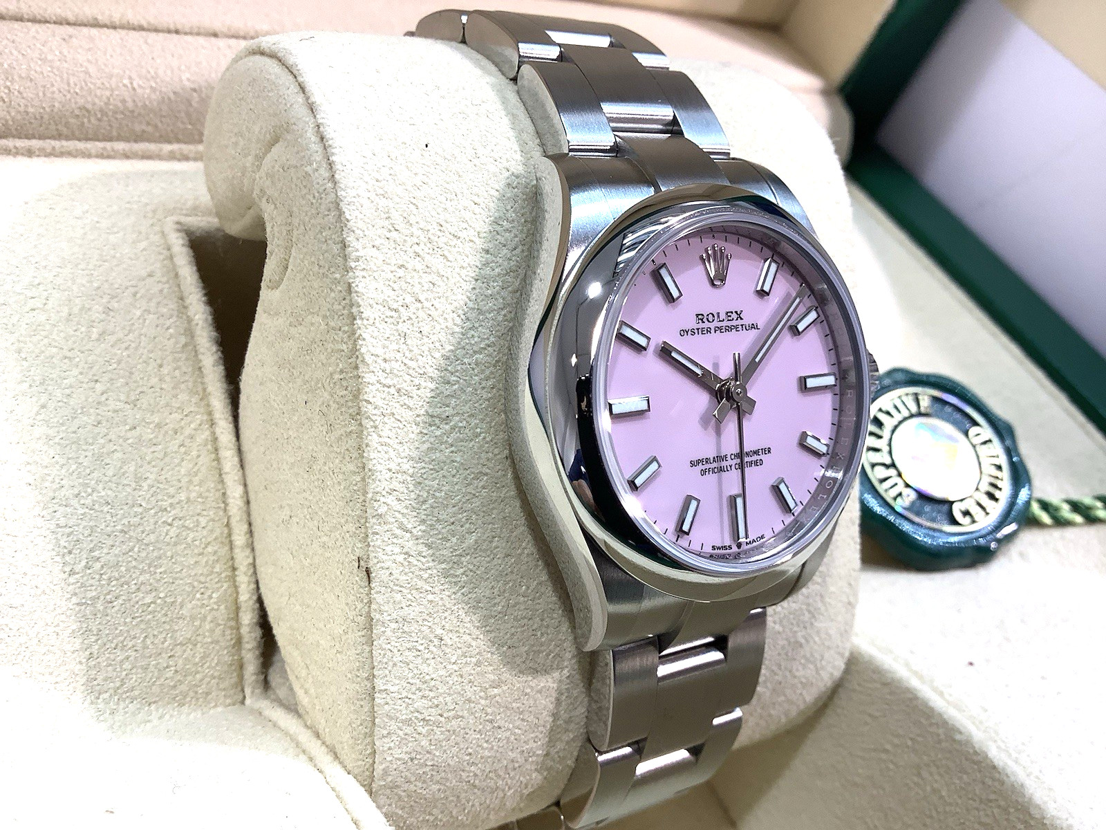ROLEX 277200 Oyster Perpetual CANDY PINK 31mm Complete Set & Both Tags Still NIB