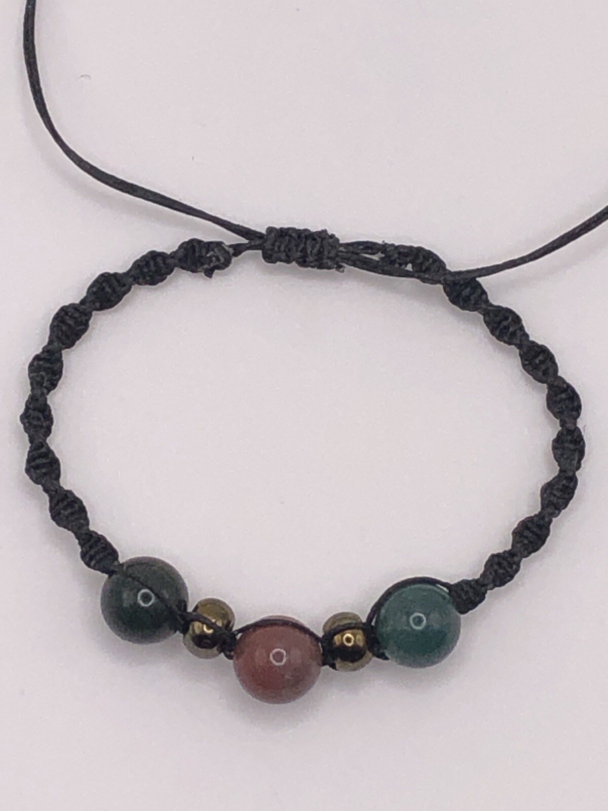 Handmade Macrame Spiral Knot, Adjustable Bracelet with Fancy Jasper Gemstones