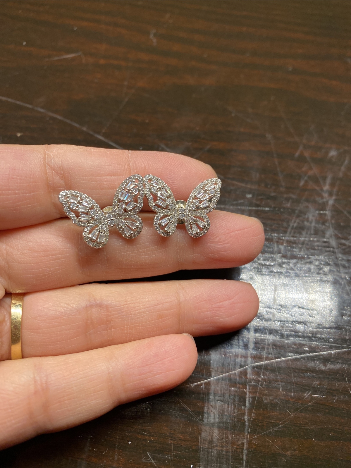FUZION FZN DESIGNER PAVE HALO CZ BUTTERFLY STERLING SILVER 925 EARRINGS