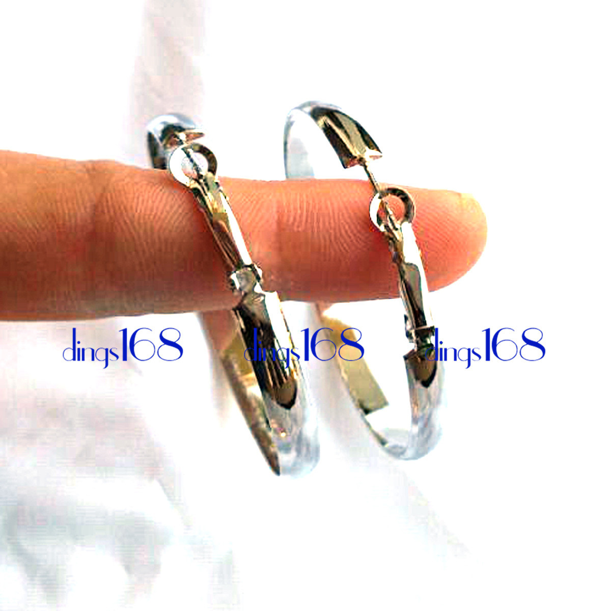 18K White Gold Filled Classic 50MM/1.97″ Large 5mm wide Flat Hoop Earrings H191