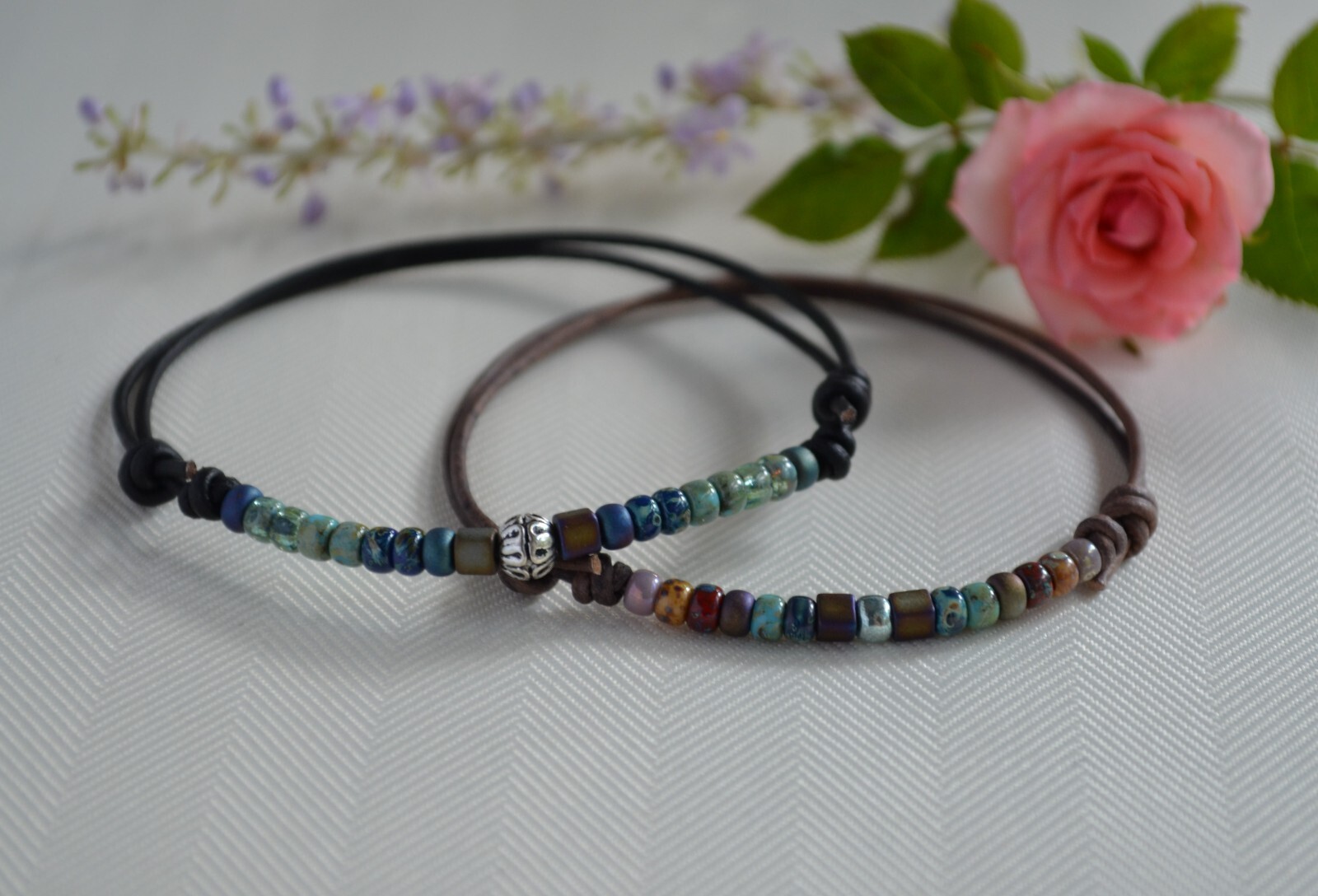 Multi-Color Bead Leather Anklet Beaded Ankle Bracelet Women’s Ankle Jewelry