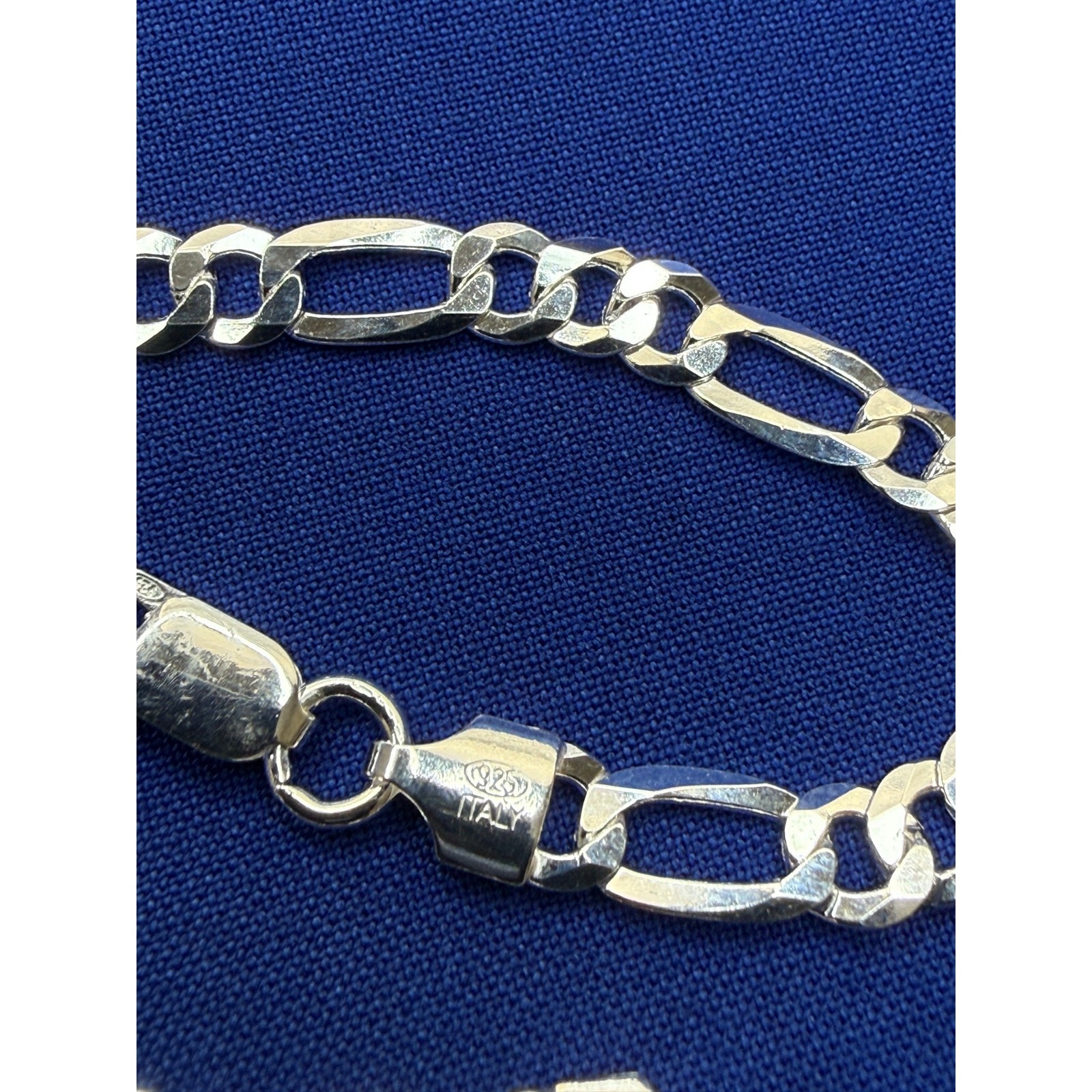 925 Italy Sterling Silver Flat Figaro Link Bracelet 5.7mm 8