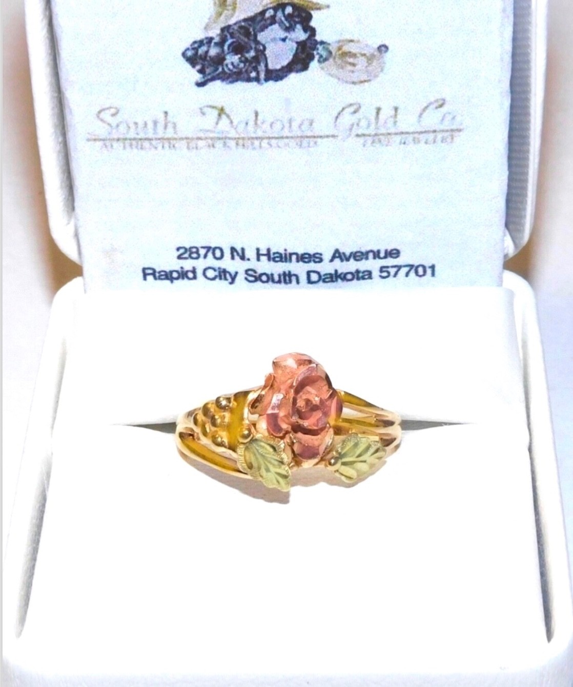 Black Hills Gold 10k 12k Dakota Rose Leaves Ring Size 6 3/4