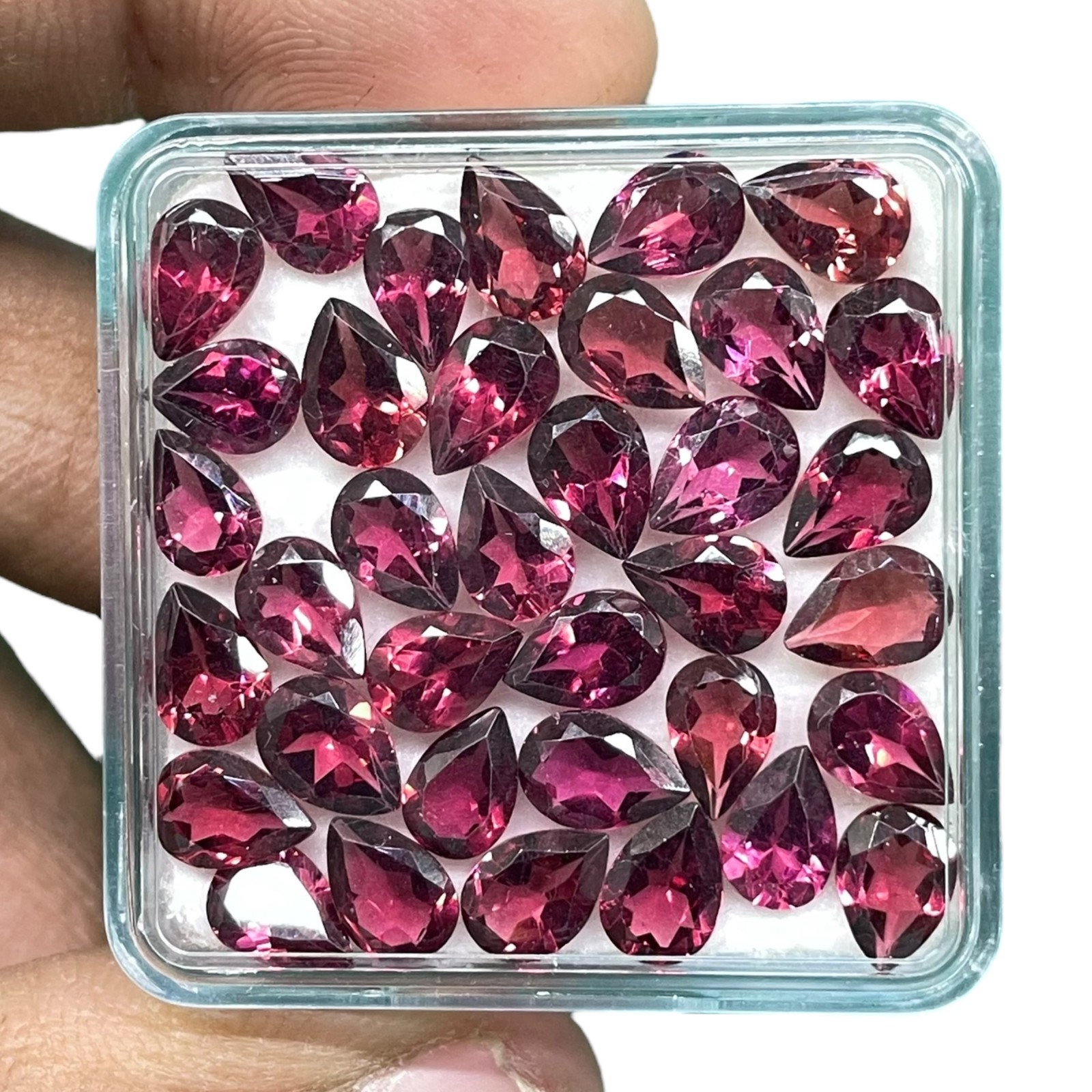 20 Pcs Natural Rhodolite Garnet 7x5mm Pear Cut Loose Untreated Gemstones