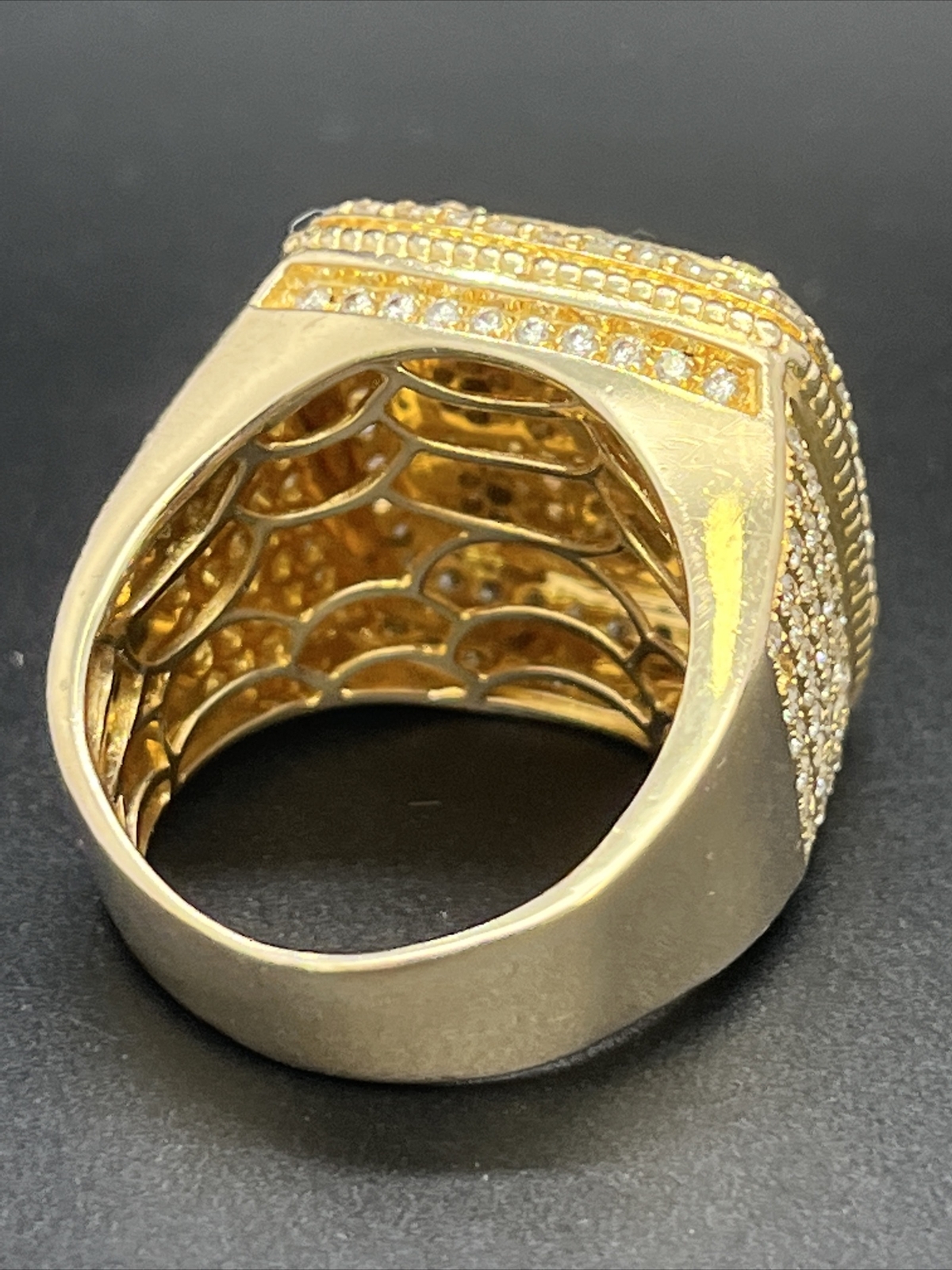 14K Solid Yellow Gold Diamond 2.00CT Men’s Ring Size 10.5