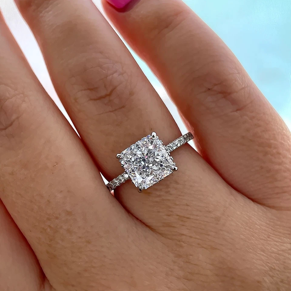 Perfect Proposal Gift Princess Cut Lab Grown Diamond Ring In 14K White Gold