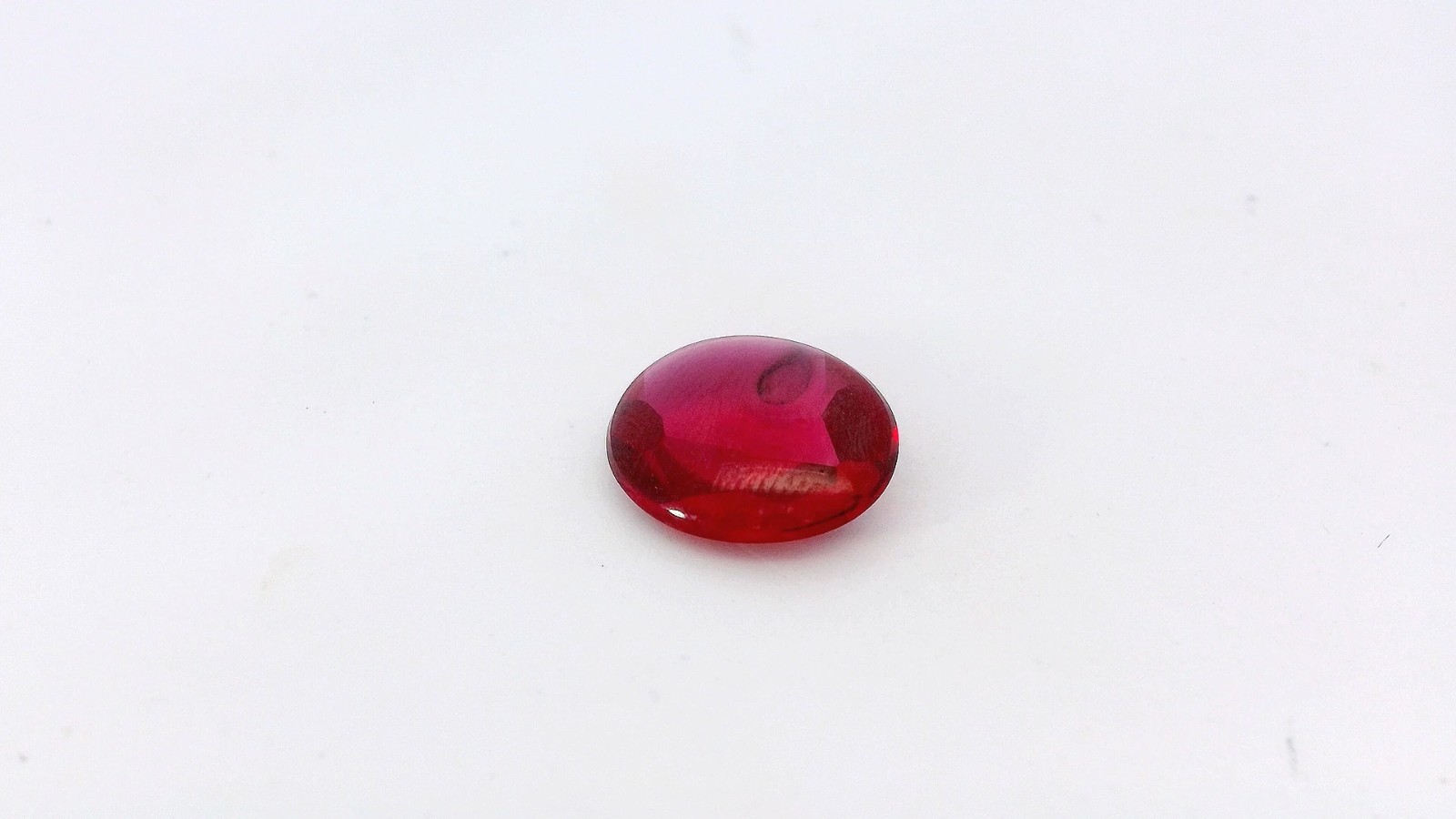 4.36ct Flat Oval Cabochon Lab Created Ruby Gemstone 12 x 10 x 4.3 mm