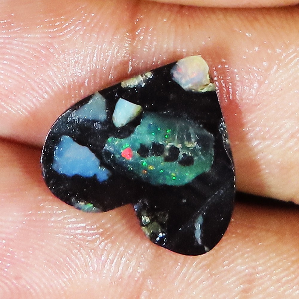 4.40 Cts Ethiopian Composite Opal Heart Cabochon Opal Gemstone 15x16x3 mm lp-187