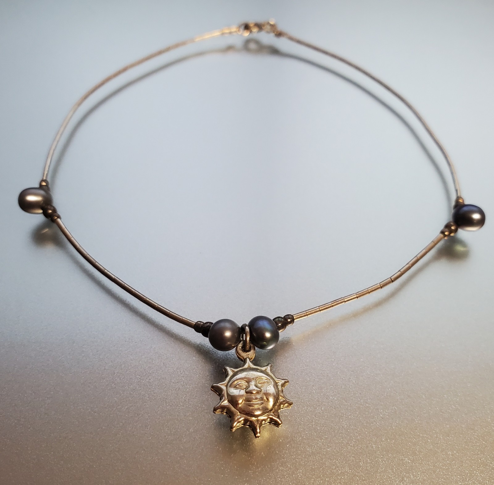VTG 925 MEX Sun Face Anklet 9.5in Sterling Silver 3gtw Celestial Mexico Beach
