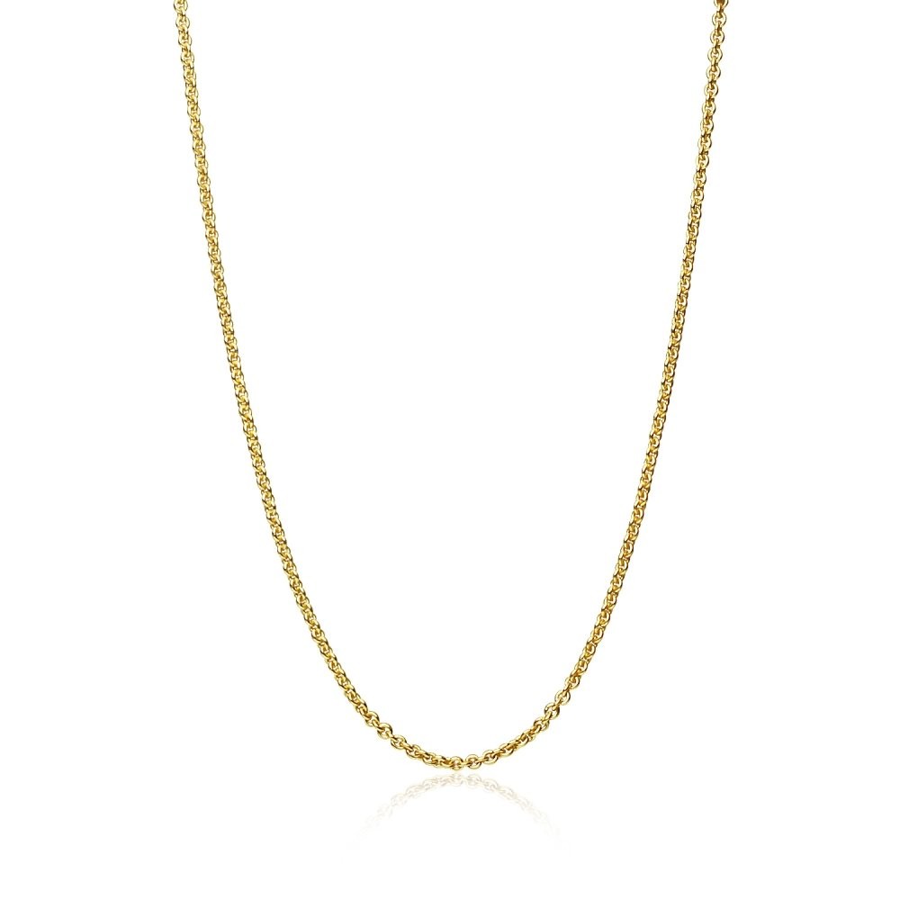 Yellow Gold Flashed Sterling Silver 1mm Thin Cable Rolo Chain Necklace, 14 Inche