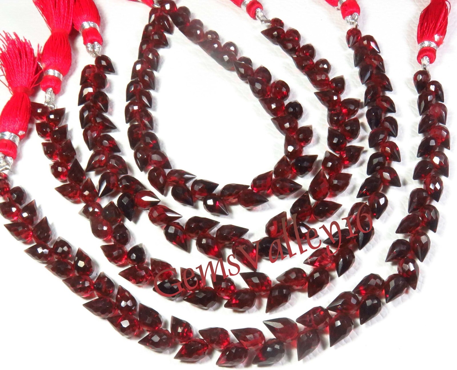 Top Grade Natural Red Mozambique Garnet Faceted Teardrop Beads 7.5-8.5mm GV-2628