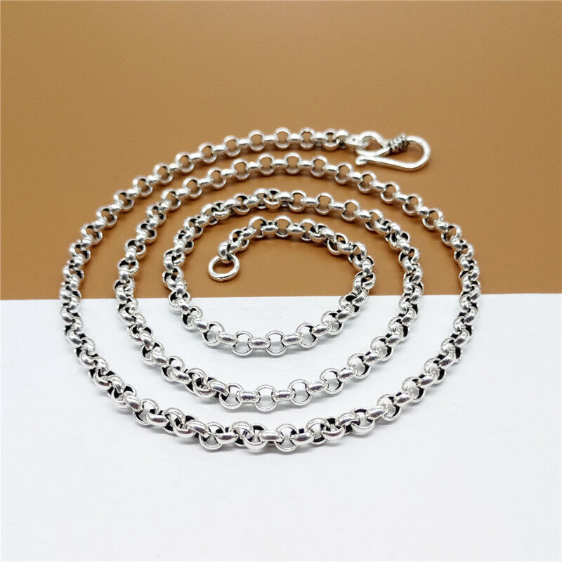 Sterling Silver Rolo Chain Necklace 3.5mm 4mm 5mm 6mm 8mm 18 20 22 24 26 28″