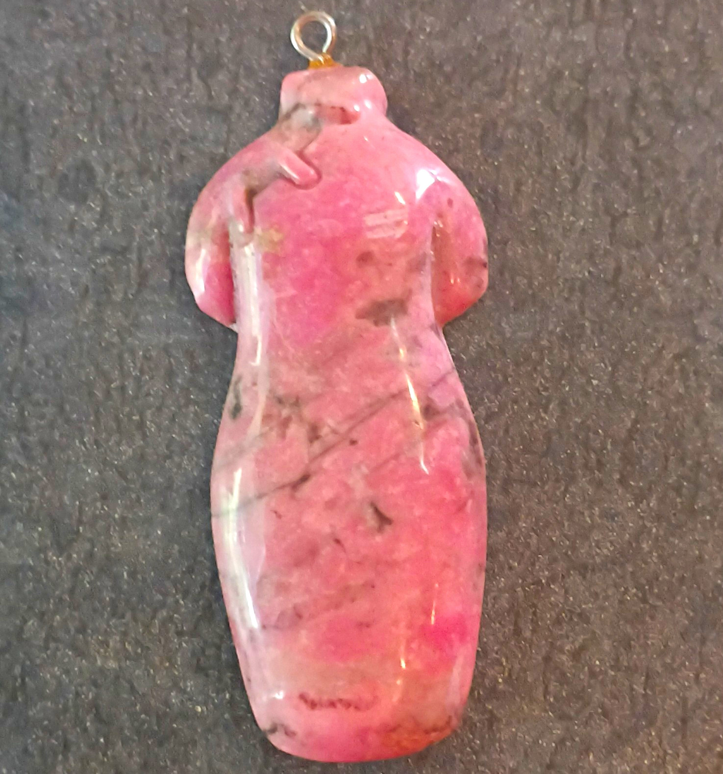 Pink Rhodonite Figurine Carved Stone Charm Pendant Natural 1 Gemstone