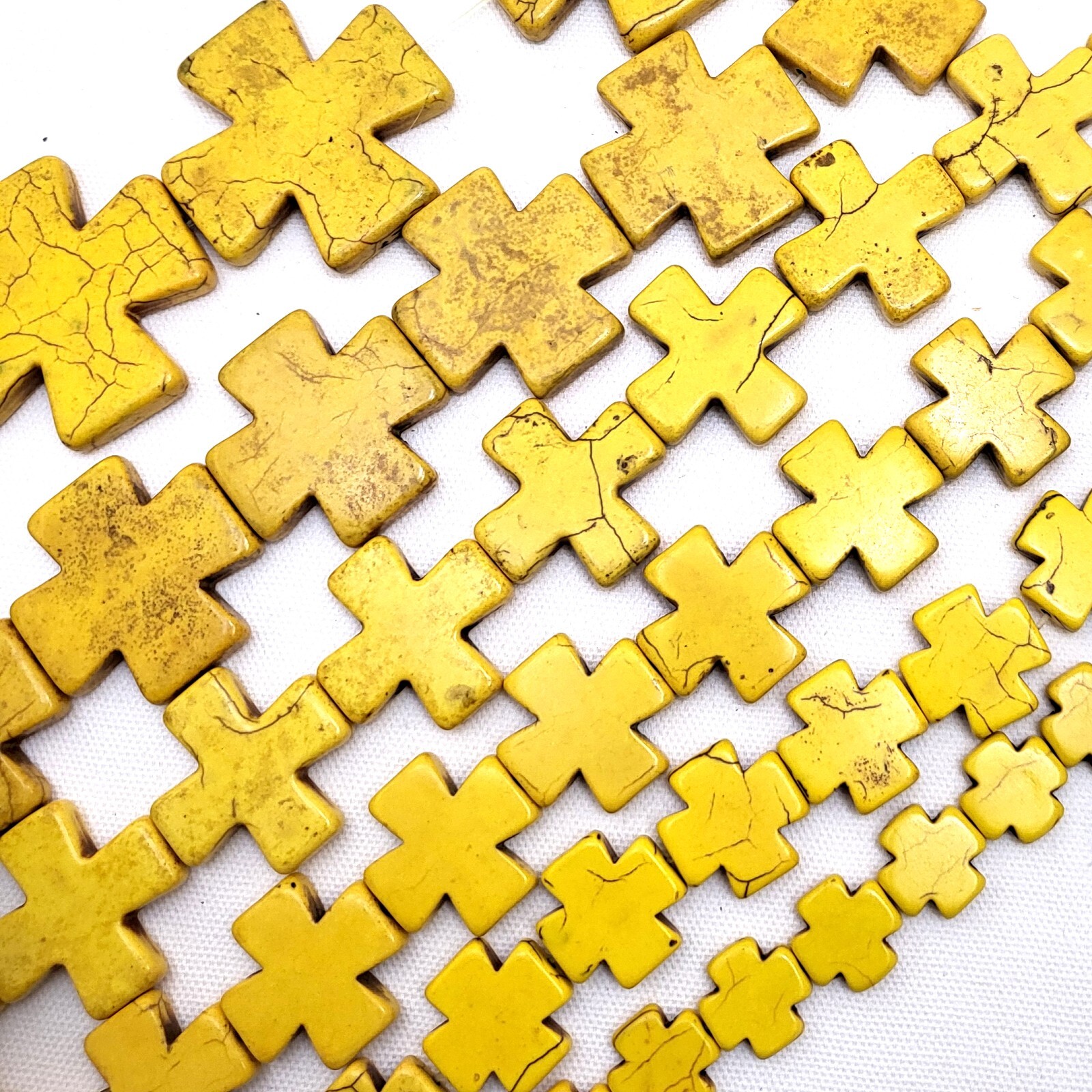 Yellow Cross Square Howlite Turquoise Spacer Loose Bead 15mm 20mm 30mm 15″ DIY