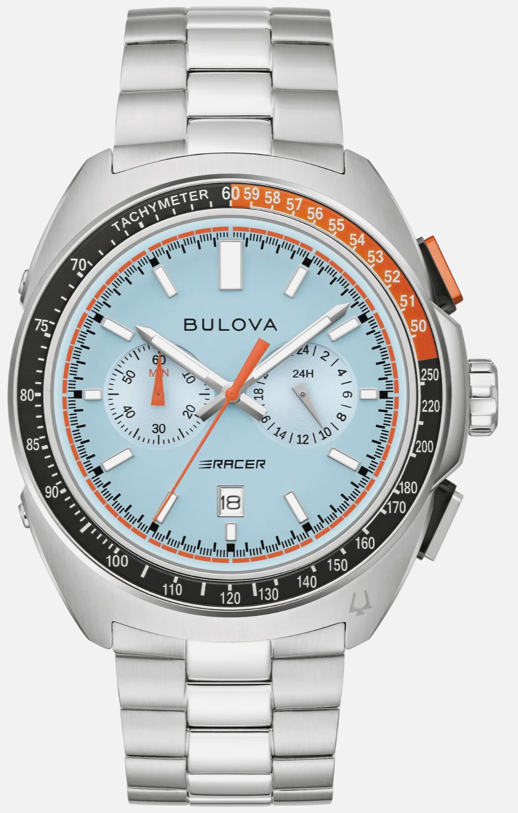 Bulova Racer Chronograph Men’s 42mm Light Blue Dial Steel Bracelet Quartz 98B432