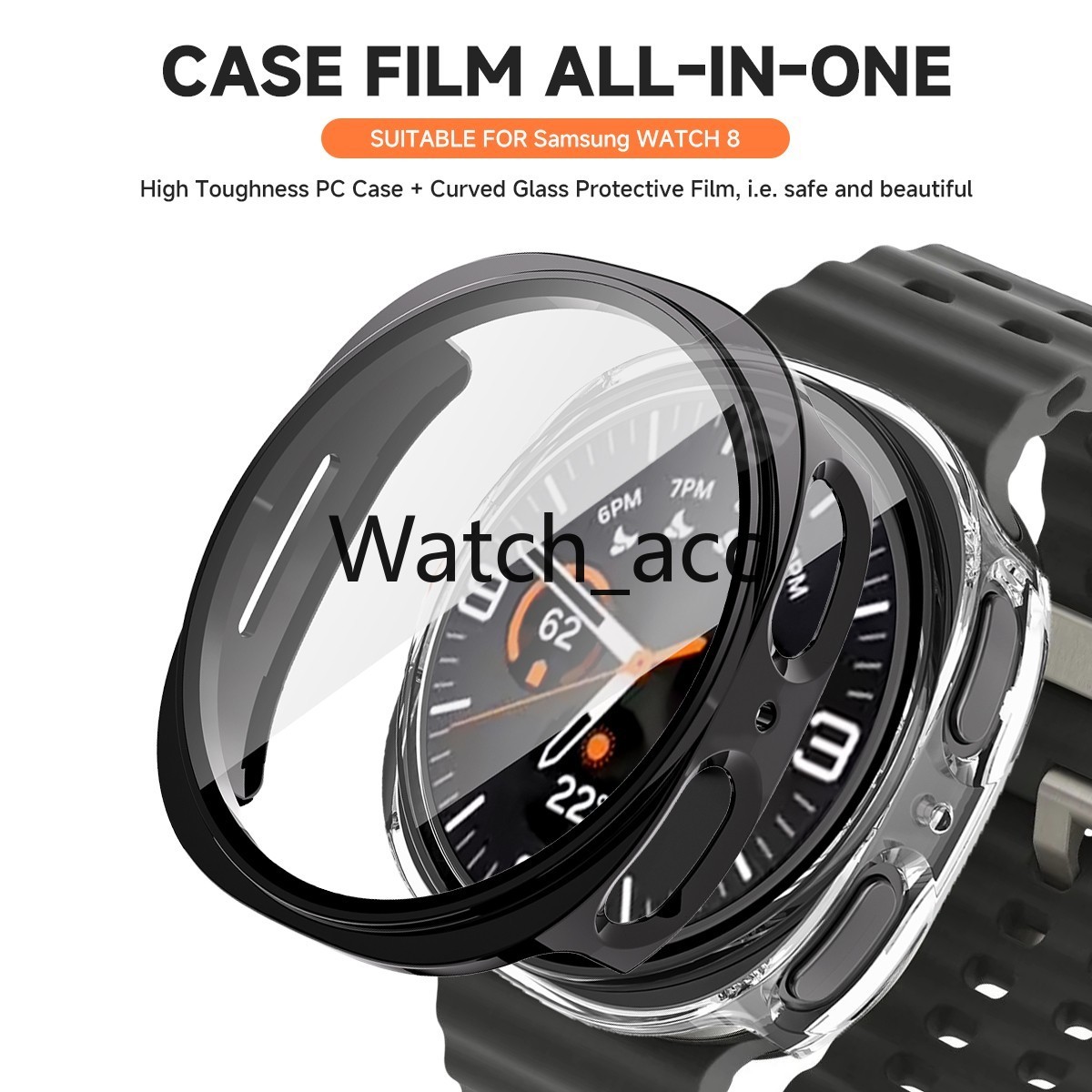 Silicone Band Strap+PC Case Screen Protector for Samsung Galaxy Watch 8 40mm44mm