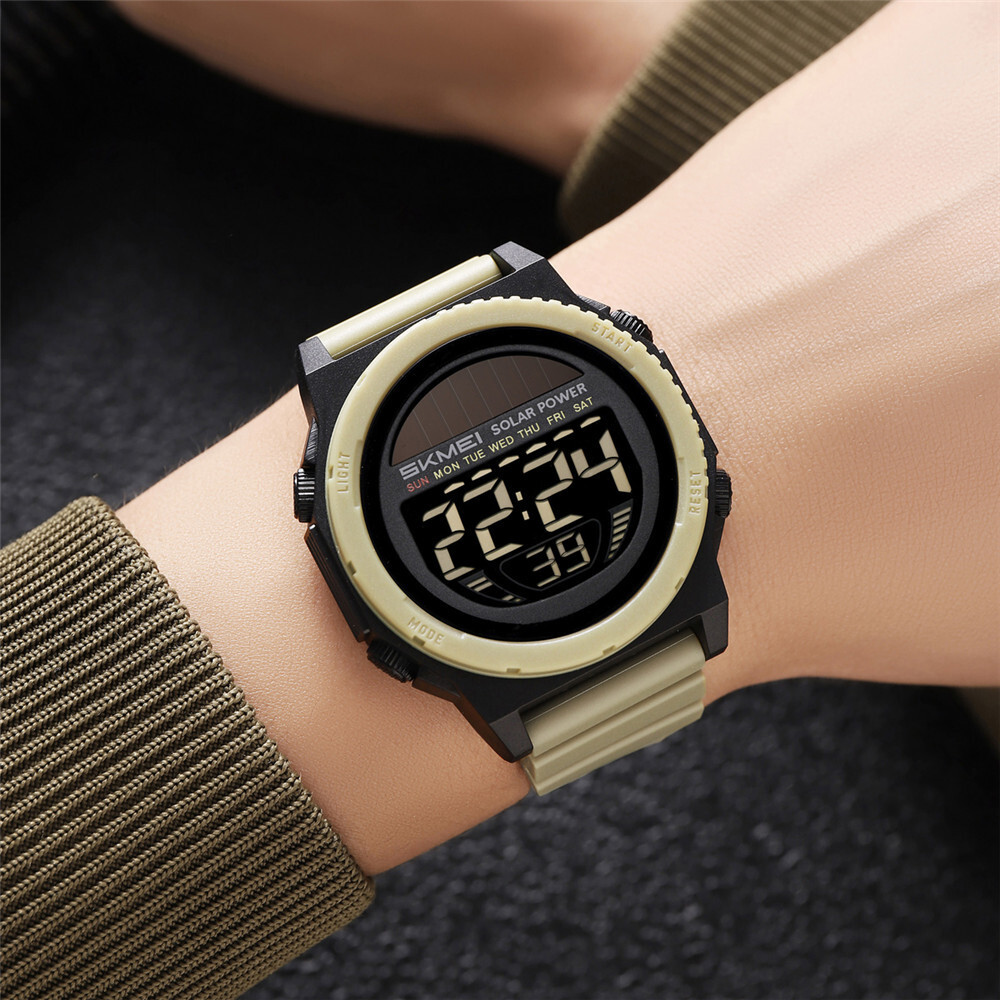 SKMEI Men Sport Watch Solar Power Wristwatch LED Boys Countdown Digital Watches
