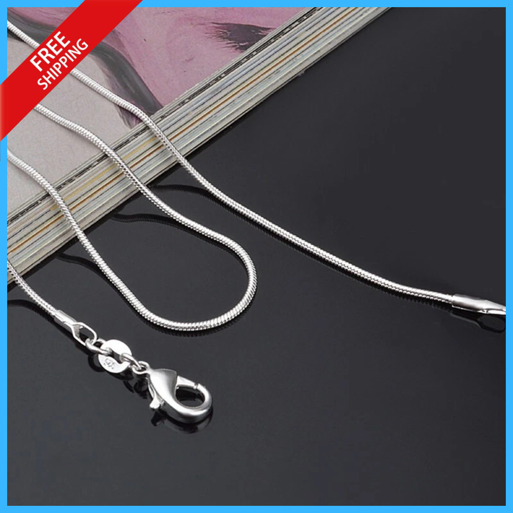 Men&Women’s 925 Sterling Silver Tarnish-Free Italian Snake Chain Necklace 16-24″