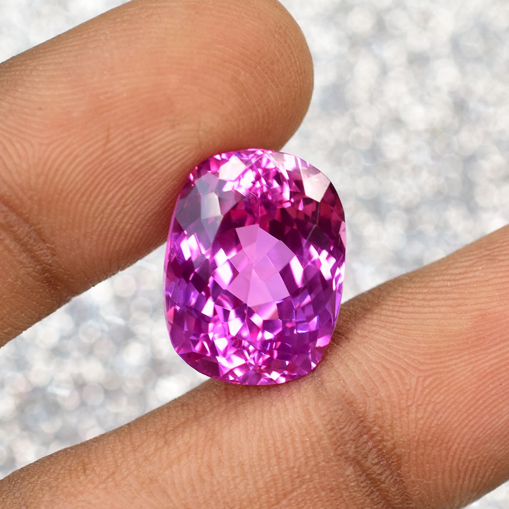17.40 Ct NATURAL Pink Sapphire Unique Cushion Cut CERTIFIED Loose Gemstone