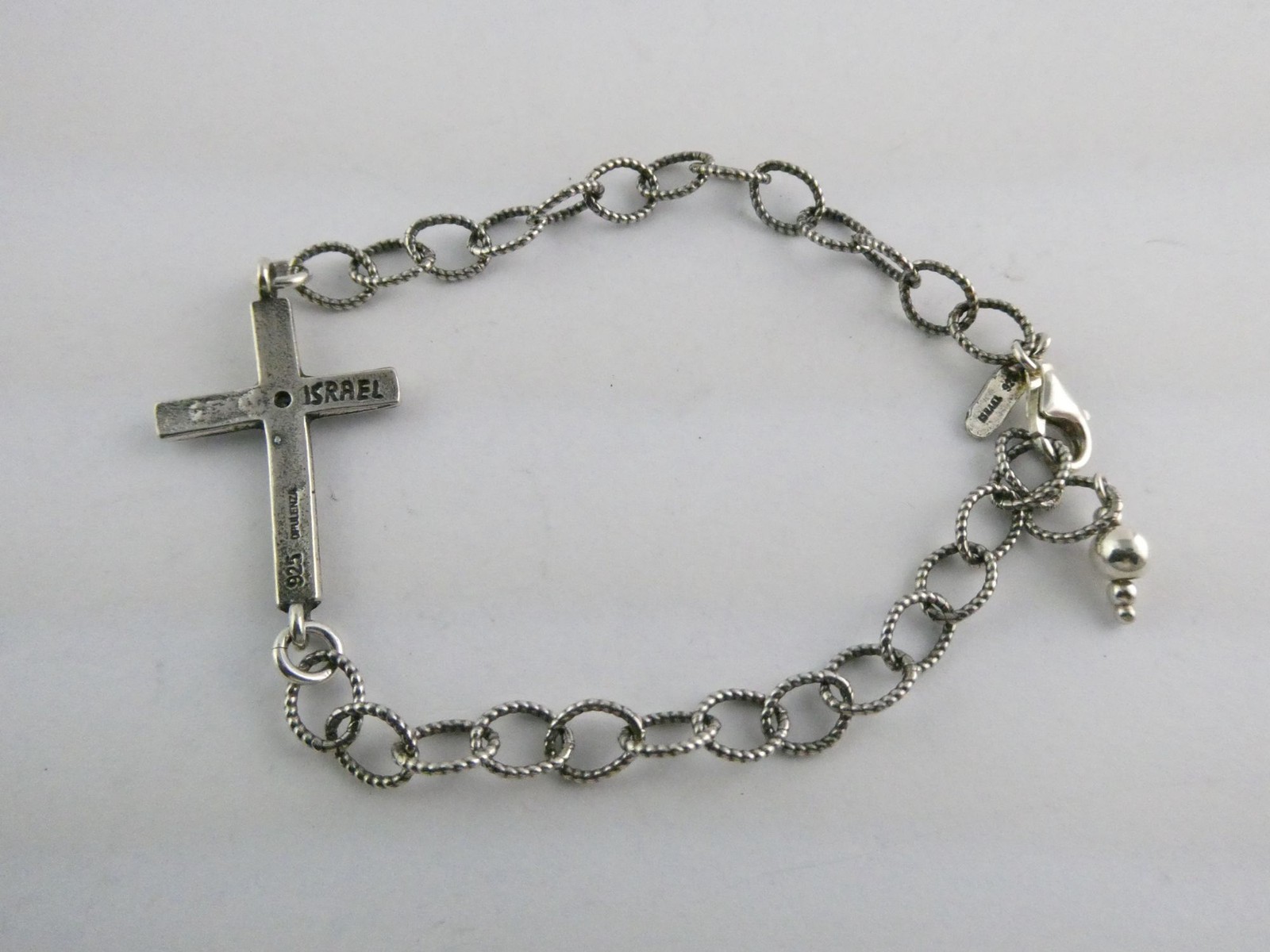 Opulenza Israel Sterling Silver Cross Bracelet 925 8 Inch Length 8.5g Weight