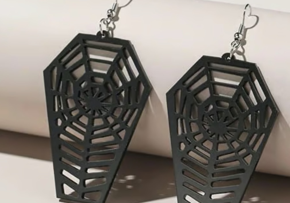 5 PC Lot Horror Earring Halloween Jewelry Gift Set SPIDER Coffin Goth Gothic