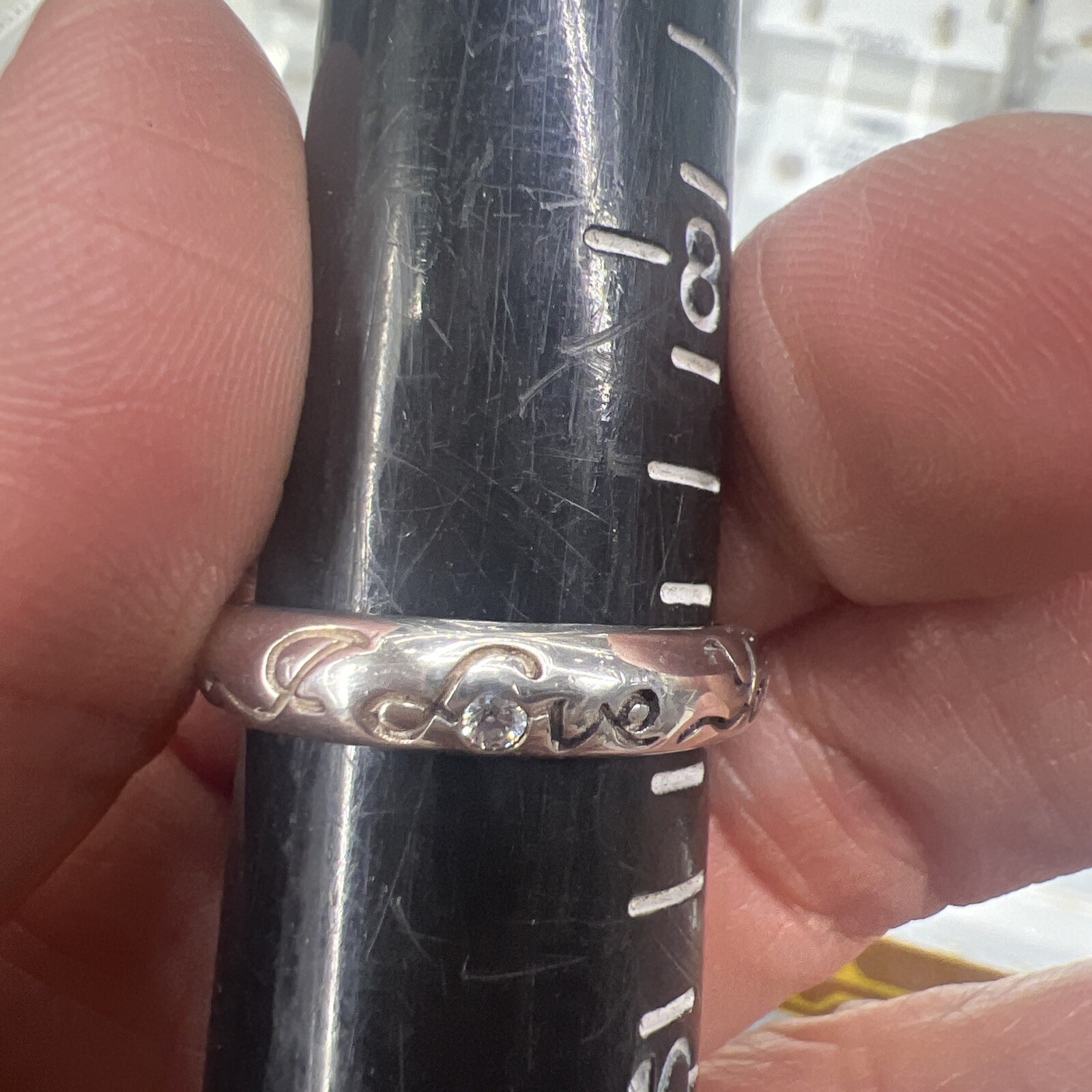 I Love You Ring Solid Sterling Silver 925 5mm Size 9 One CZ Stone