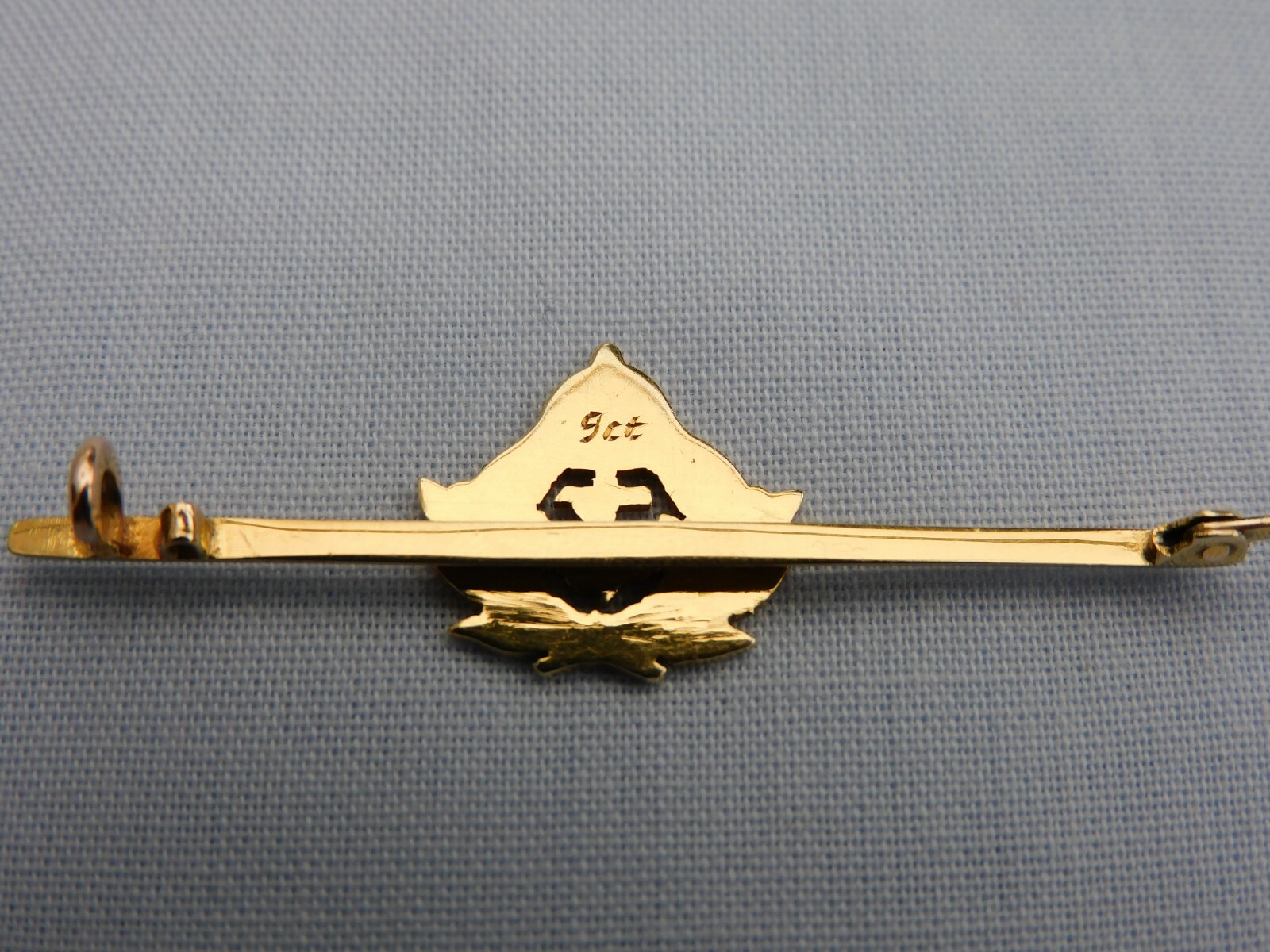 RARE WORLD WAR 1 WW1 9CT YELLOW GOLD ROYAL NAVY SWEETHEART BAR BROOCH 2.6g