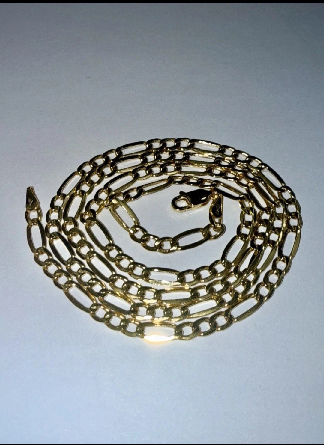ESTATE Solid 10K Gold 3.8mm Figaro Semi-Hollow Chain Necklace 22” 3.43 grams