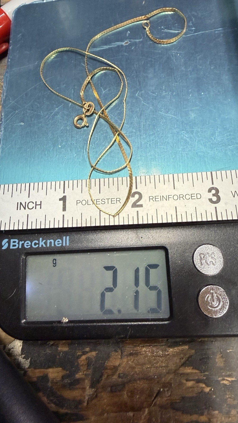 14K Yellow Gold Italy Flat Herringbone Chain Necklace 17” 2.15g