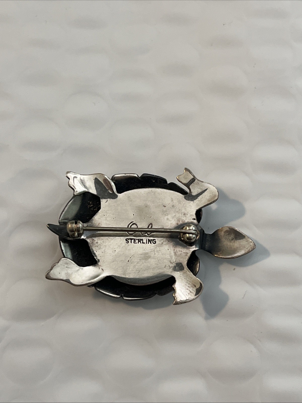Brooch Pin ORB Otto Robert Orb STERLING Vintage Turtle Mid century Modern