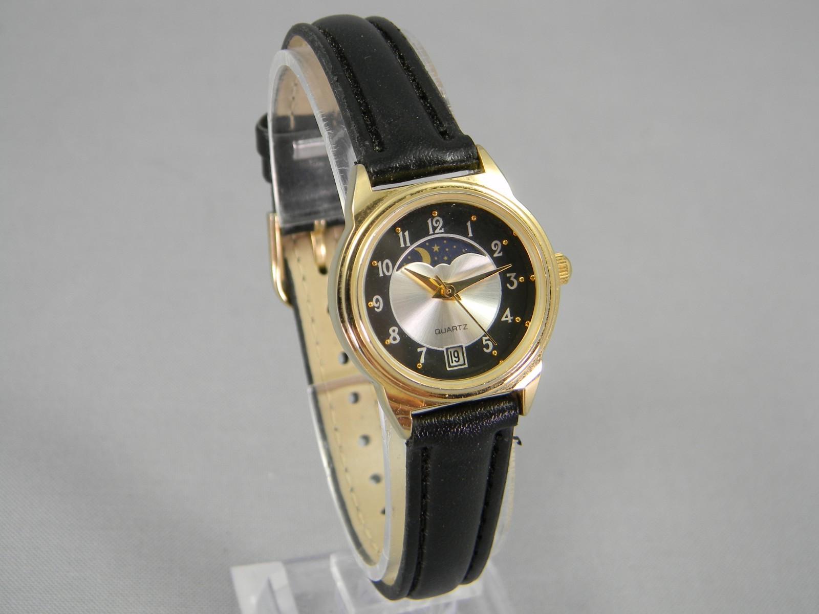 Moon Phase Watch Women 23mm Gold Tone Date Japan Movement New Battery
