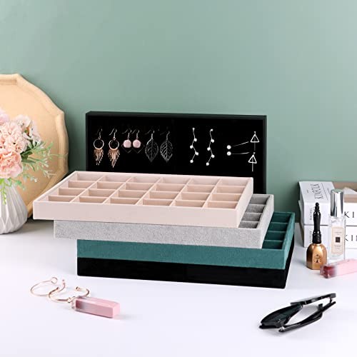 Large Velvet Jewelry Tray, Drawer Organizer for Jewelry in 24grid Black