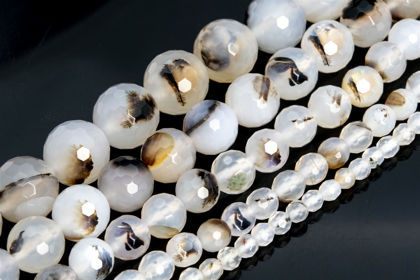Natural Flower Agate Grade AAA Micro Faceted Round Loose Beads 5-6/8/10/11-12MM
