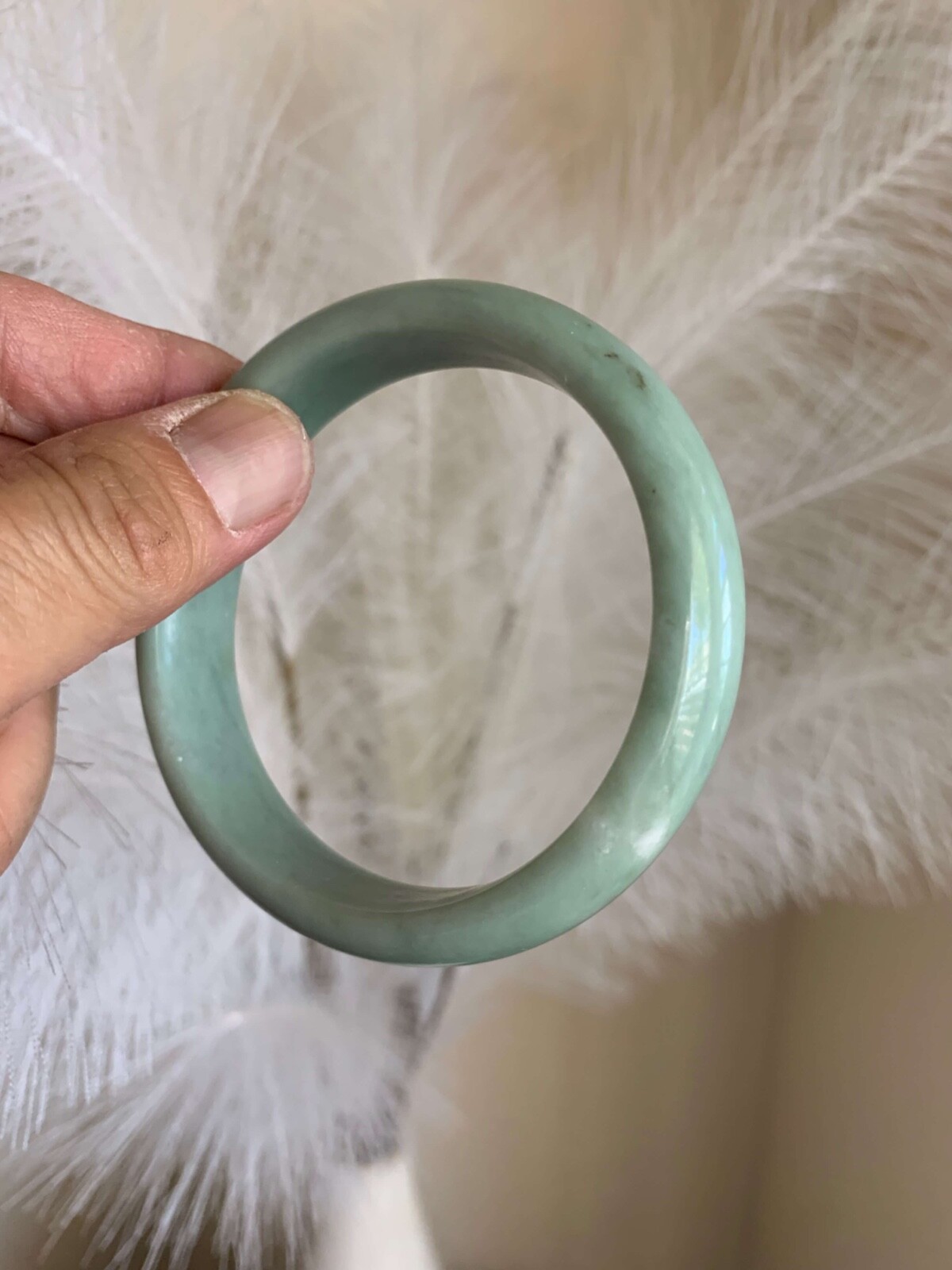 Beautiful Light Green Real Jade Bangle Bracelet Good Fortune Luck Wealth 59 60mm