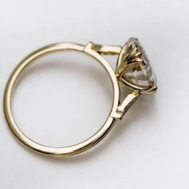 4Ct Asscher Cut Moissanite Engagement Ring 925 Sterling Silver 14K Vermeil