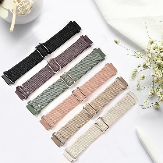6 Pack Stretchy Nylon Watch Bands Compatible with Garmin Vivoactive 6/Vivoactive