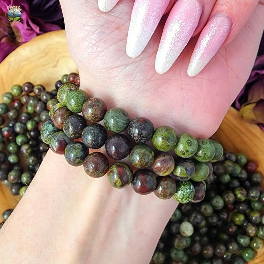 Dragon Blood Stone 8mm Beaded Balance Healing Reiki Stretch Women Men Bracelet